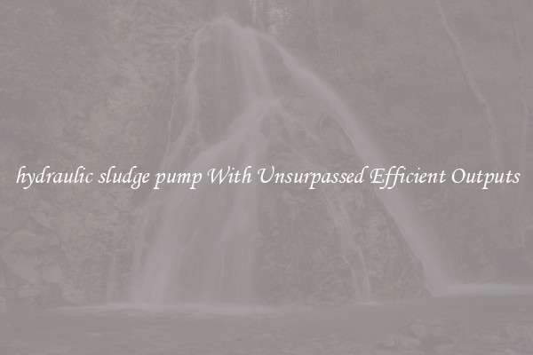 hydraulic sludge pump With Unsurpassed Efficient Outputs